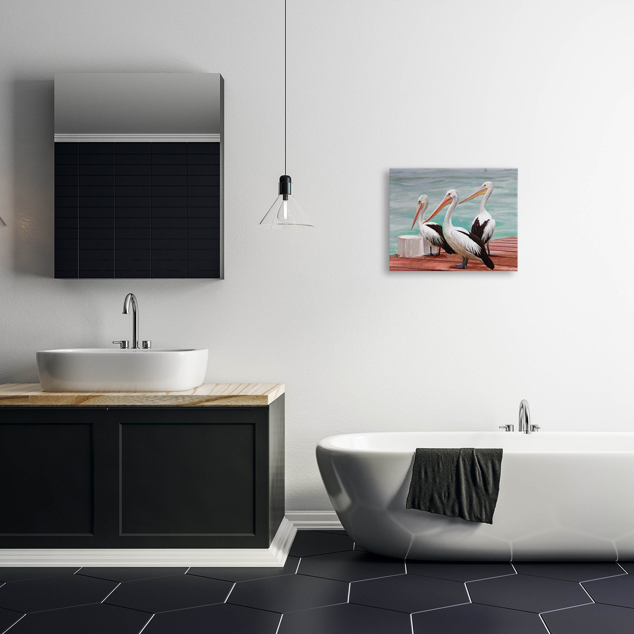 Stupell Industries Pelican Trio Port Dock Graphic Art Gallery Wrapped Canvas Print Wall Art, Design by Ziwei Li