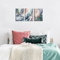 thumbnail image 3 of Abstract Blue Canvas Wall Art Modern Ocean Painting 3piece Khaki Artwork Home Decor for Bedroom Framed Wash Ink Picture, 3 of 6