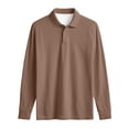 thumbnail image 3 of Long Sleeve Golf Shirt Men Mens Knit Shirts Notch Neck Breathable Soft Casual Lightweight Solid Color Tops, 3 of 4