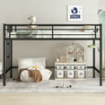 thumbnail image 2 of Leumius Twin Size Loft Bed for Kids, Metal Loft Bed with Easy Climbing Ladder and Guardrails, Black, 2 of 11