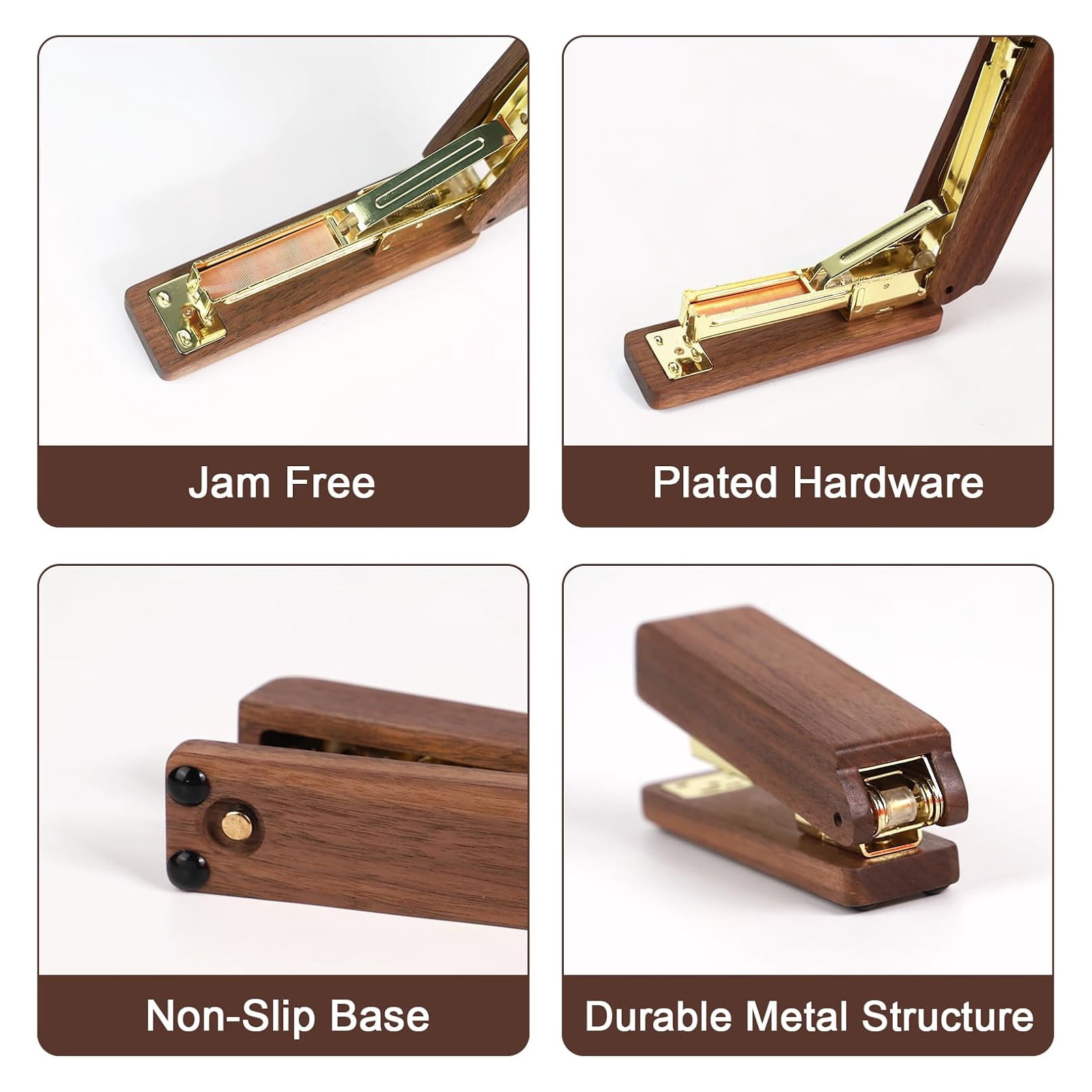 MultiBey Solid Black Walnut Wood Stapler, 25-Sheet Heavy Duty Office Stapler with 1000 Staples