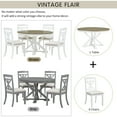 thumbnail image 5 of Harper & Bright Designs Farmhouse Extendable Round Dining Set for 4, Kitchen Dining Table Set with 4 Upholstered Dining Chairs for Dining Room, Brown + Antique White, 5 of 14