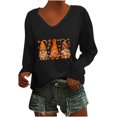 thumbnail image 2 of Pntutb Mujeres Casual Imprimir suelta manga larga con cuello en V tops Pntutb Pntutb-6407, 2 of 5