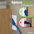 thumbnail image 2 of GEARit 360 Rotating Flat Plug Short Extension Cord with 3 Outlets (2ft, Navy) 16AWG/13A 3 Prong Wire, Outlet Saver for Home Office Dorm Room Essentials, ETL Certified, 2 of 9