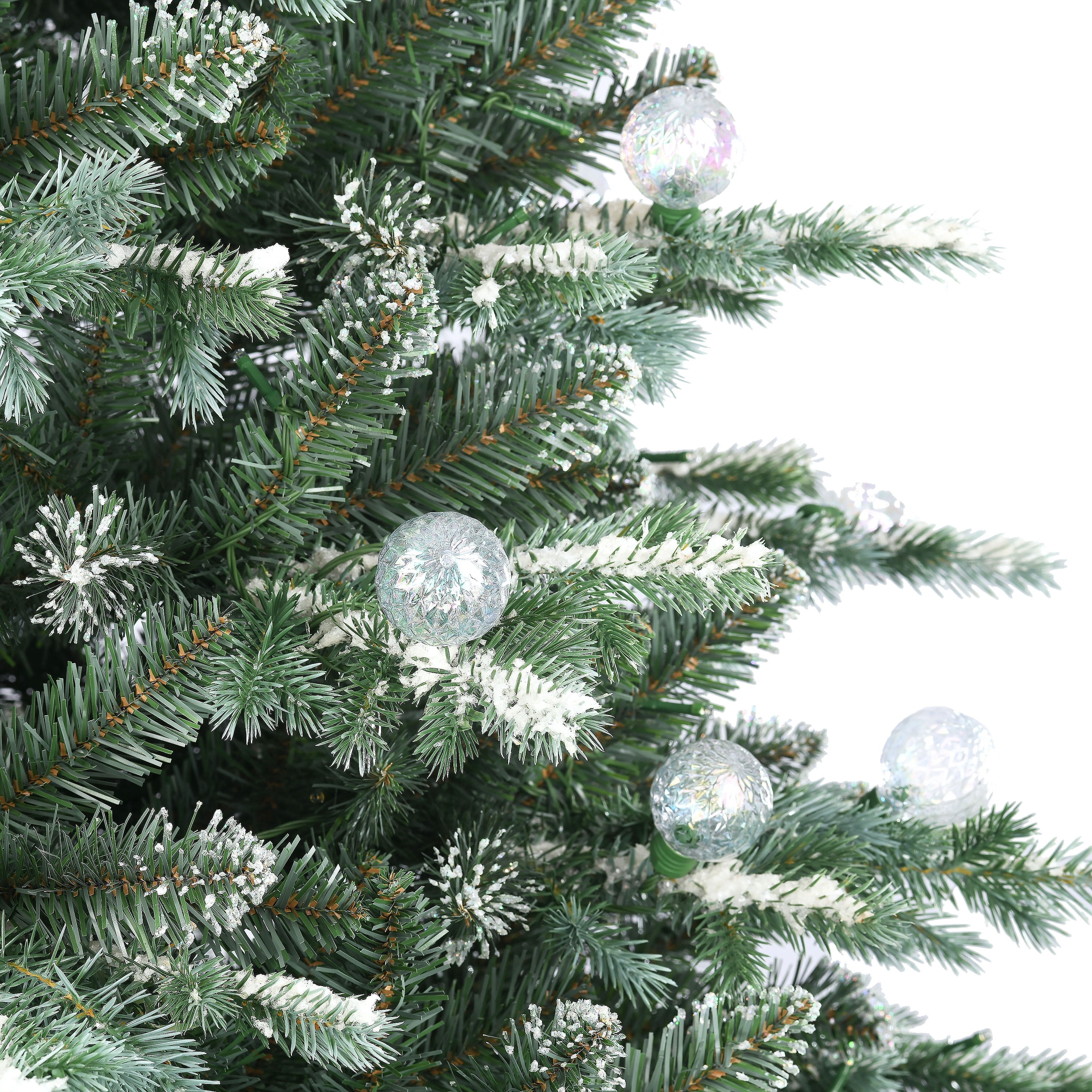 7.5' Pre-Lit Snow-Flocked Warner Green Artificial Christmas Tree with 450 Warm White LED Lights and Stand, by Holiday Time