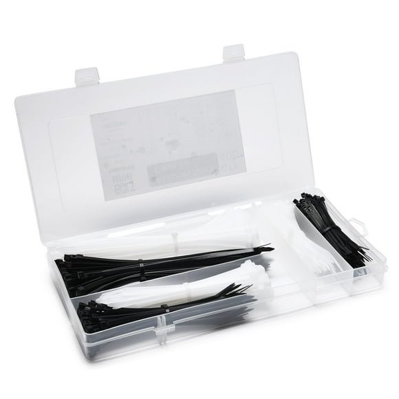 Kit de Bridas de Nailon 4", 6" y 8" - 400 Bridas Blancas y Negras - Autobloqueo y Resistencia 18-50 Lb para Interiores y Exteriores de Bolt Dropper