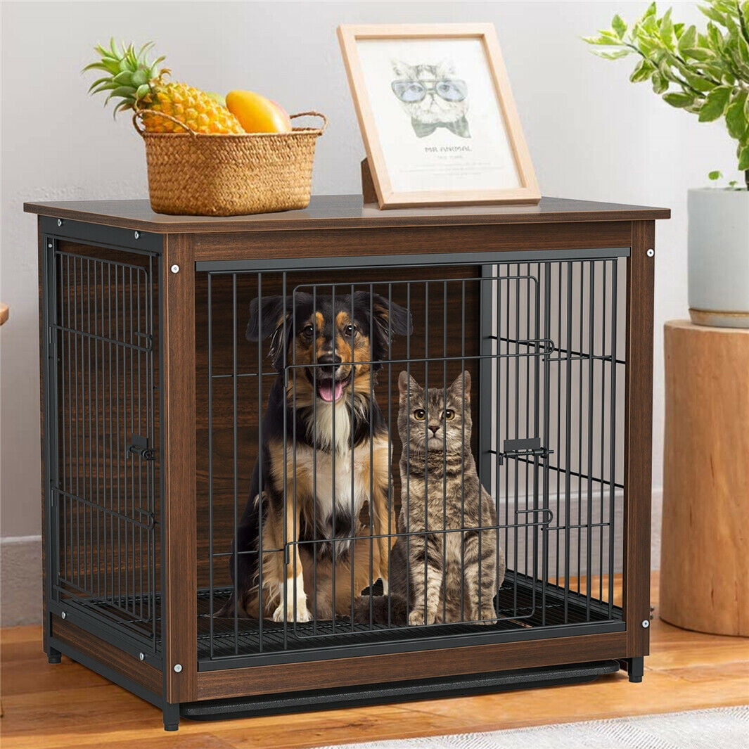 Bingopaw Wooden Pet Crate End Table Dog Cage With Tray 32 Walmart Com