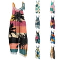 thumbnail image 2 of Iaqnaocc Hawaiian Tropic Womens Jumpsuit Summer Plus Size Boho Beach Vacation Rompers for Women Sleeveless Maple Leaf Print Jumpsuits Rompers Loose Fit Spaghetti Strap Womens Overalls Pink M, 2 of 6