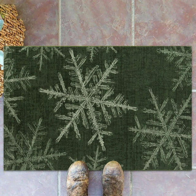 Tapis d'Entrée Snowflake Intérieur Non Lavable, Convient à la Décoration de Chambre, Salon, Cuisine, Salle de Bain