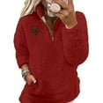 thumbnail image 2 of Qulqfy Quarter Zip Shirts Women Long Sleeve Fleece Red Plus Size Pullover Tops Dressy Collared Winter Shirts Tops for Women, 2 of 4