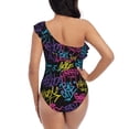 thumbnail image 5 of Picia Graffiti Art Pattern Women's One Piece Swimsuits,One Shoulder Swimwear Asymmetric ,Ruffle Monokinis Bathing Suits,High Waisted Flattering Bathing Suits-Small, 5 of 8