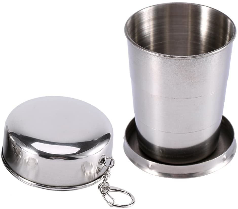 Steel Adjustable Portable Outdoor Travel Folding Collapsible Cup Telescopic Home 