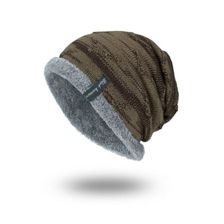 Men Baggy Beanie Knit Hat Winter Warm Fleece Wool Cap Slouchy Skull Ski Hat