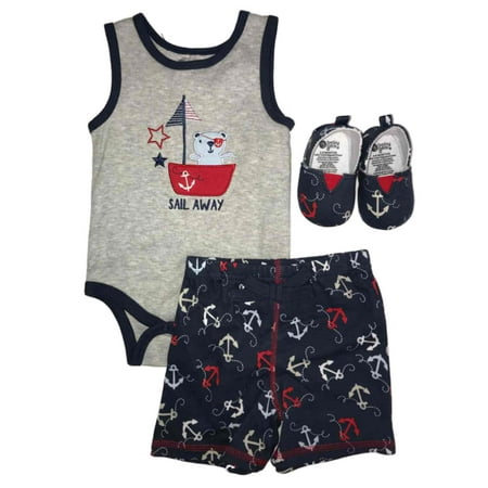 Baby Gear Infant Boys Anchor Baby Outfit Bear Pirate Boat Shoes Set