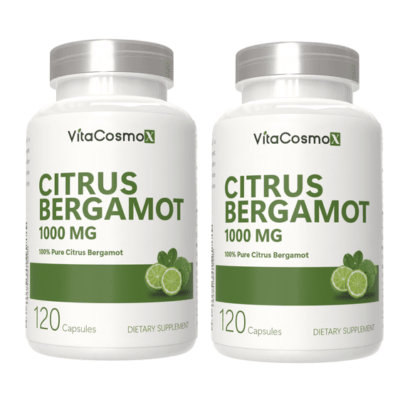 2 pack - VitaCosmoX Citrus Bergamot 1000mg 20000mg 20:1 Extract Cardiovascular & Cholesterol 120 Veggie Capsules