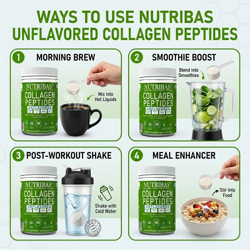 Nutribas Protein Multi Collagen Peptides Powder Supplement for Whole Body Support, Coffee Creamer with MCT & Vitamin C, Unflavored, 5.3 oz
