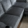 thumbnail image 6 of 77.36" Modular Sectional Sofa, Modern L-Shaped Couch with Movable Storage Ottoman, Pockets and Cup Holders, Cozy Sectional Sofa Couches for Living Room, Bedroom, Grey, 6 of 9