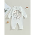 thumbnail image 2 of Bagilaanoe Newborn Baby Girl Boys Jumpsuits Rainbow Letters Print Long Sleeve Bodysuits 3M 6M 12M 18M Infant Casual One Piece Rompers, 2 of 9