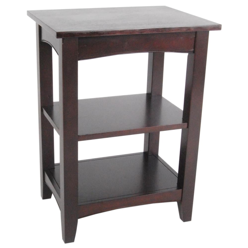Alaterre Furniture Shaker Cottage 2-Shelf End Table,  Transitional Cottage Styling,  Espresso Finish
