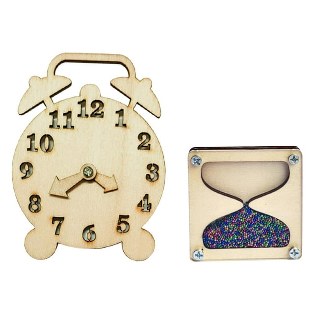 HILABEE 2pcs Kids Clock Learning Toy Handicraft Toy Unpainted for Children