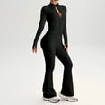 thumbnail image 2 of Afdoent Workout Sets For Women High Waisted Flare Leg Yoga Long Sleeve And Pants Workout Outfit For Fitness Solid Color Active Wear, 2 of 6