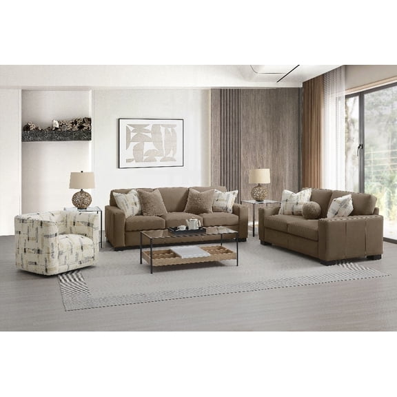 Modern Fabric 3-Piece Living Room Set (1 Chair, 1 Loveseat, 1 Sofa) - 85×80×75cm with Comfortable Cushions