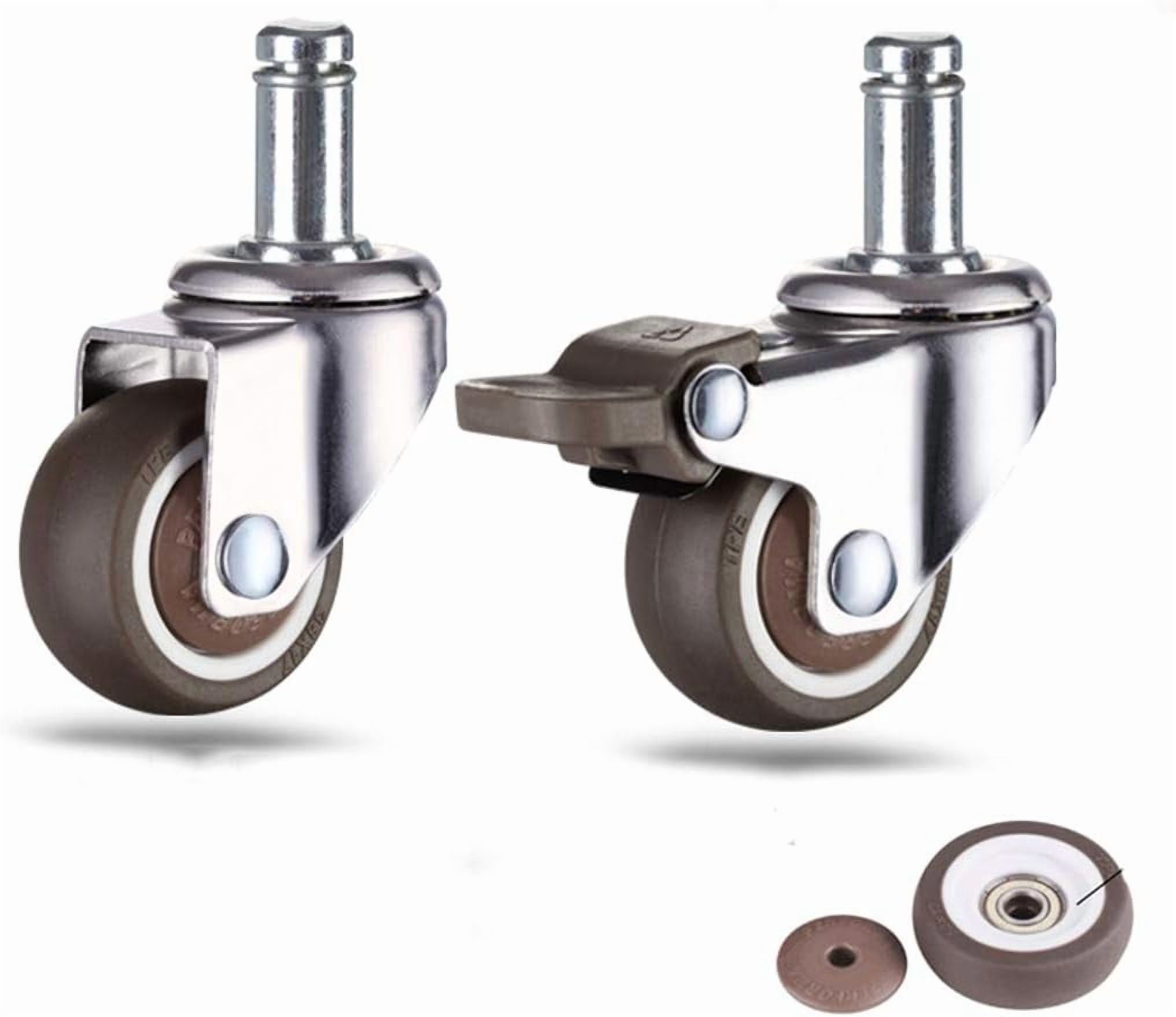 Gamvdout Plate Casters 4X Office Chair Moving Caster Wheels Trolley Furniture Replacement Castors Wheels Heavy Duty Castor Wheels 360° Swivel Rubber Caster Wheels Standard Stem Caster (Brake+universa