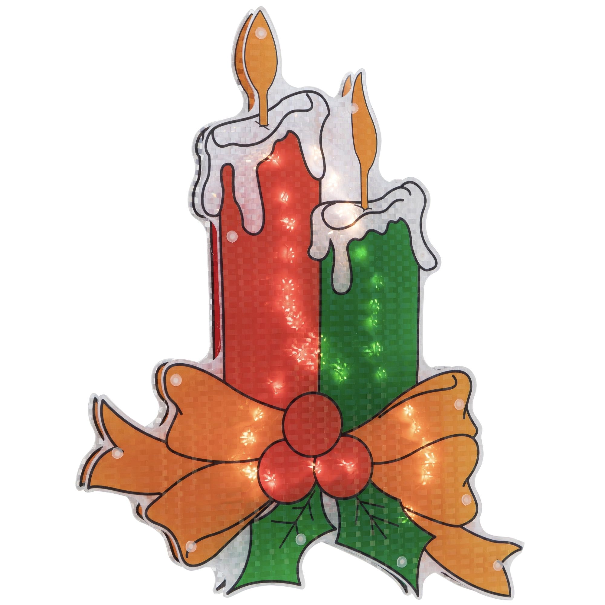 Northlight Lighted Holographic Candle Christmas Window Silhouette Decoration - 17"