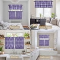 thumbnail image 6 of Purple Plaid Kitchen Curtains Sets for Windows 24 Inch Length, Modern Art Checkered Farmhouse Rod Pocket Window Treatments Tier Curtains and Valances Set for Bedroom/Bathroom, 6 of 8