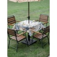 thumbnail image 4 of Outdoor Tablecloth with Umbrella Hole for Patio/Picnic/Party/Camping, Blue Eucalyptus Coastal Waterproof Table Cloth Square Cover Washable, Beach Starfish Shell Nautical Retro (60"x 60"), 4 of 8