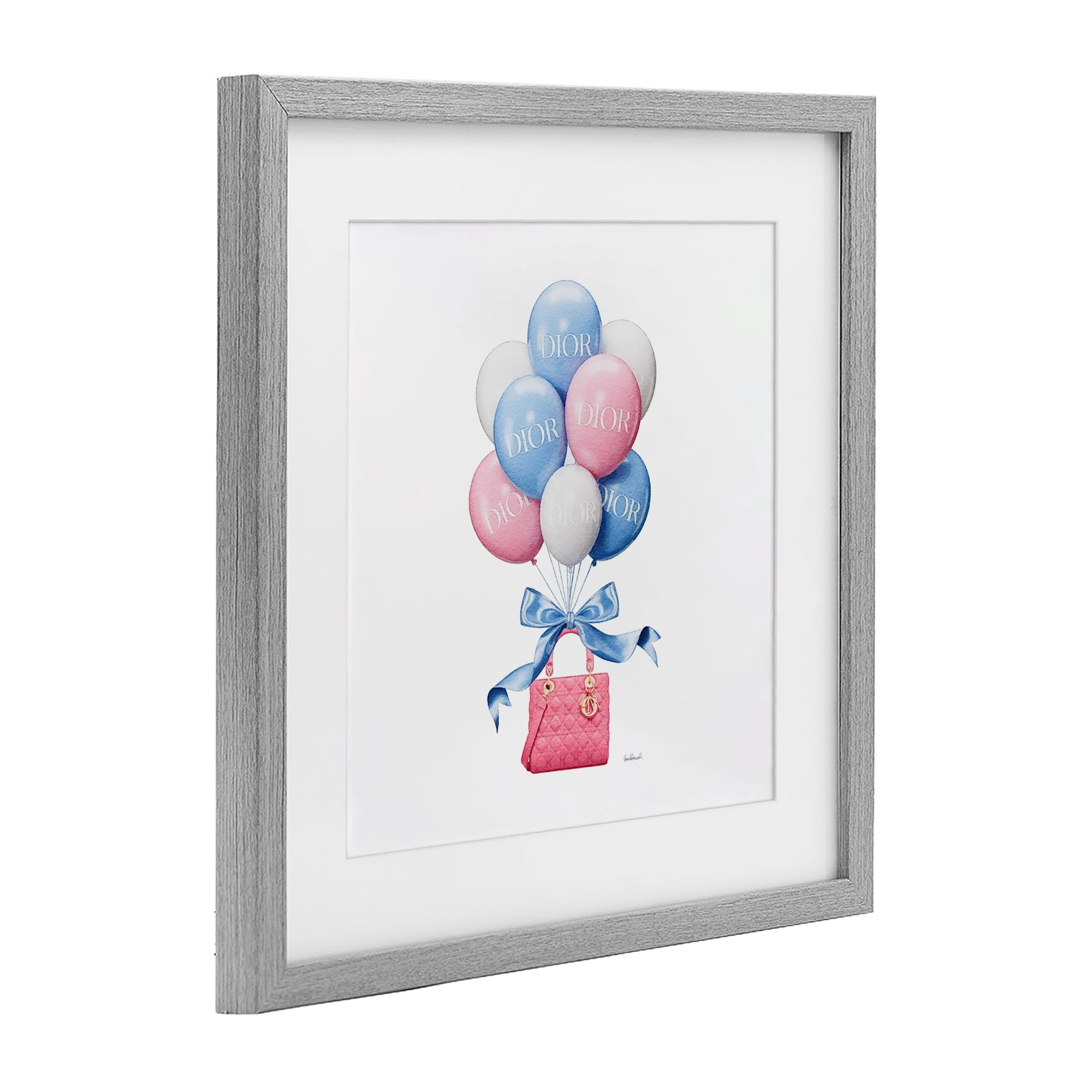 Stupell Industries Pink & Blue Handbag Balloons Gray Framed Print Under Glass, design by Amanda Greenwood