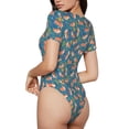thumbnail image 2 of Balery Corgi with Flowers Body de cuello redondo de manga corta para mujer Tops de manga corta Tops básicos-X-Large, 2 of 7