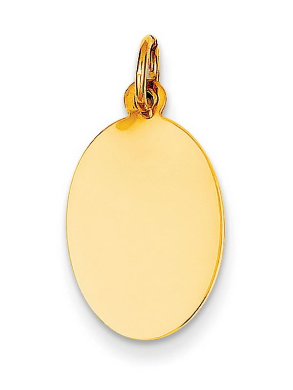 Beautiful Yellow gold 14K 14k Plain .018 Gauge Engravable Oval Disc Charm 