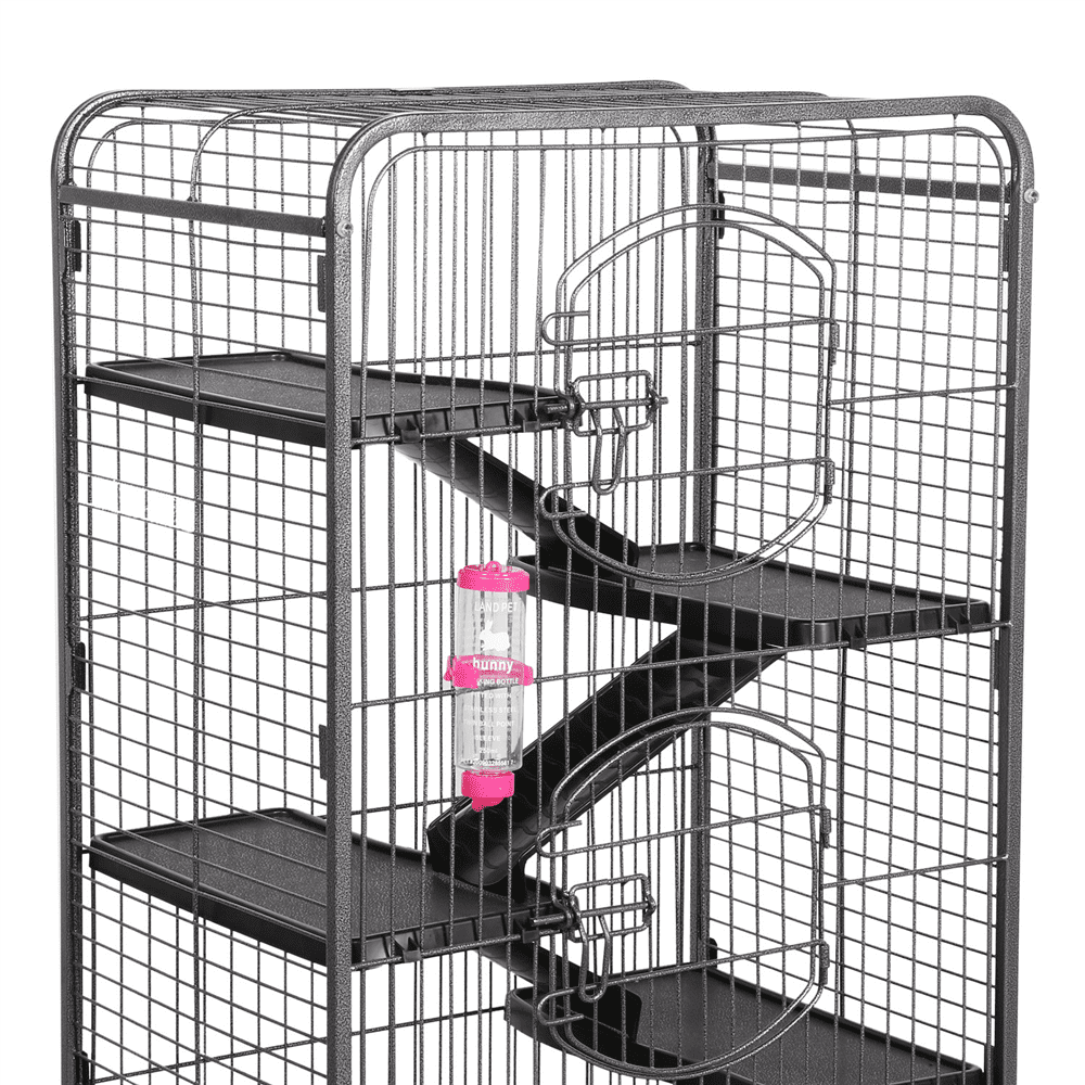 Yaheetech 52'' 6 Level Indoor Rabbit Small Animal Cage Hutch Black with 3 Front Doors