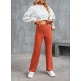 thumbnail image 1 of Pantalones rectos casuales de moda europea y americana para mujer, cintura alta, botones, banda elástica, múltiples bolsillos, 1 of 6