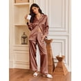 thumbnail image 2 of Ekouaer Silk Satin Pajamas for Women Button Down Pjs Set Long Sleeve Loungewear 2 Piece Wide Leg Sleepwear, 2 of 6