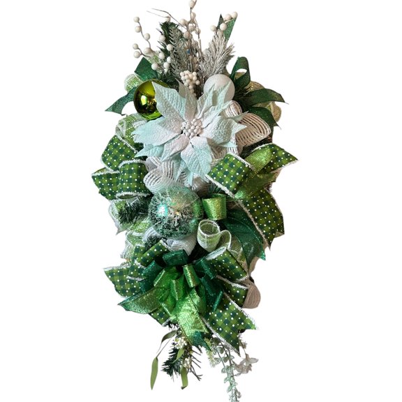 Green and White Christmas Swag, Christmas Decor