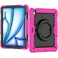 thumbnail image 2 of ELEHOLD Rugged Case for iPad Air 13-inch M3 (2025) / M2 (2024) Three-Layer Protection with Screen Protector Portable Folding Handle Grip 360° Rotating Kickstand Bracket Shockproof Cover,Rose, 2 of 9