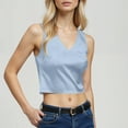 thumbnail image 2 of Women's V Neck Short And Linen Vest Solid Color Sleeveless Shirt, 2 of 4