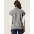 thumbnail image 4 of Chaleco de Cuello Alto para Mujer Chaleco sin Mangas Jersey de Punto de Color Sólido Suéter Informal Gris L, 4 of 6