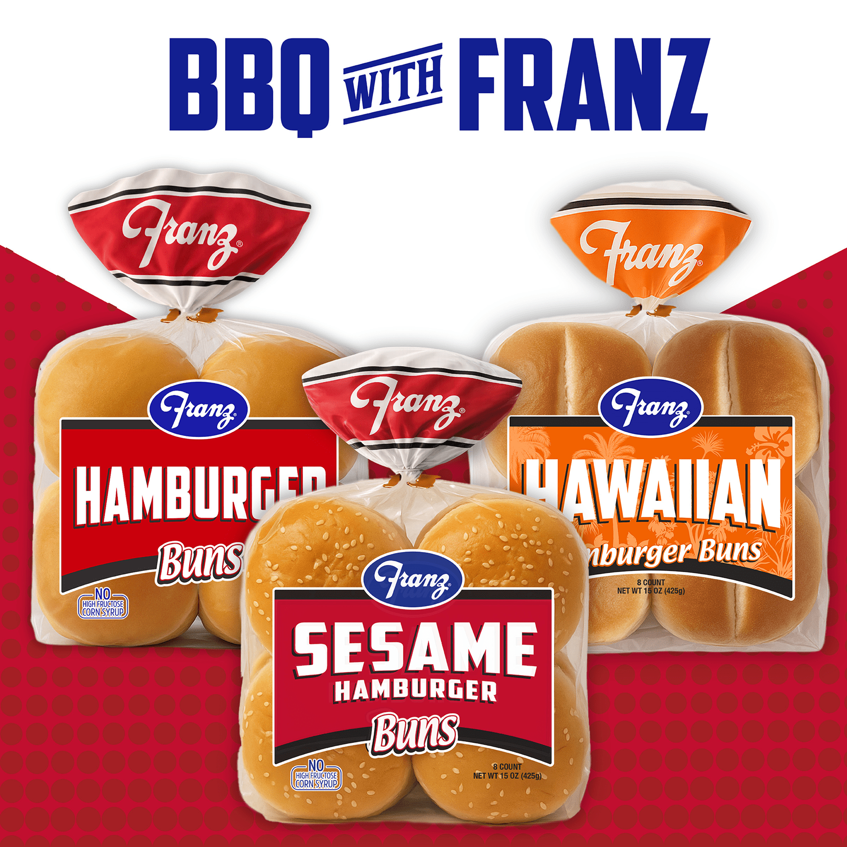 Franz Cluster Sesame Hamburger Buns, 8 Count