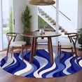 thumbnail image 3 of Blue Moire Round Area Rug 5Ft Washable Circle Rugs for Living Room Bedroom, Classic Modern Abstract Art Elegant Non-Slip Carpet Floor Mats Indoor Outdoor Carpet Runner Aesthetic Home Decor, 3 of 8