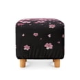 thumbnail image 2 of SCRAWLGOD Cherry Blossom Print Pink Black Ottoman Slipcover, Removable Footstool Decoration Non Slip Rectangular Furniture Protection for Footrest Sofa, 2 of 7