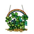 thumbnail image 2 of St. Patrick's Day Suncatcher Indoor Stained Window Hanging - Four-Leaf Clover Window Hanging Decoration - Handmade Sun Catcher Decor for Garden Home, 2 of 4