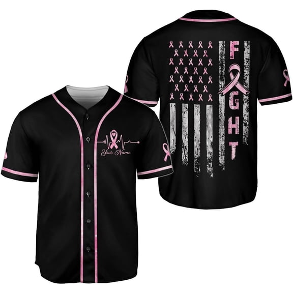 Personalized Breast Cancer Jersey, Pink Ribbon Awareness Soccer Shirt Baseball Breast Cancer Survivor Pride Jersey (S)