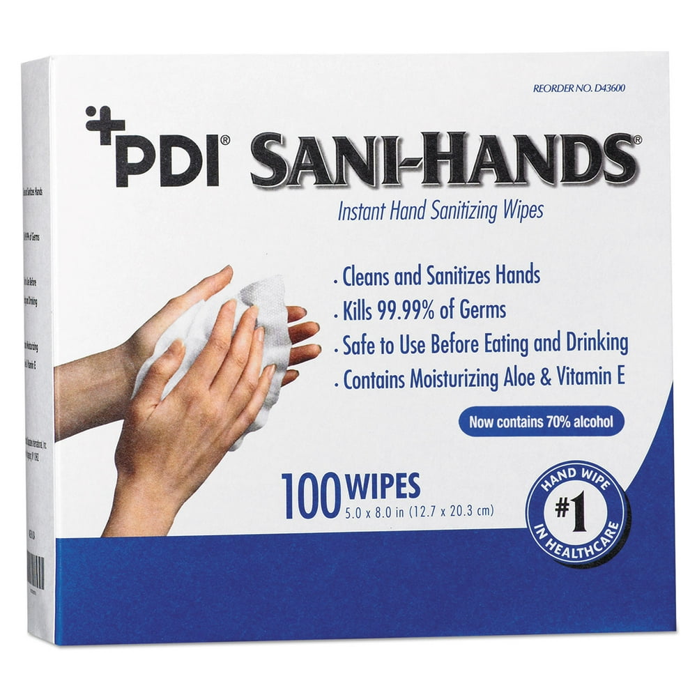 PDI SaniHands Instant Hand Sanitizing Wipes, 8 x 5, 1000 per Carton