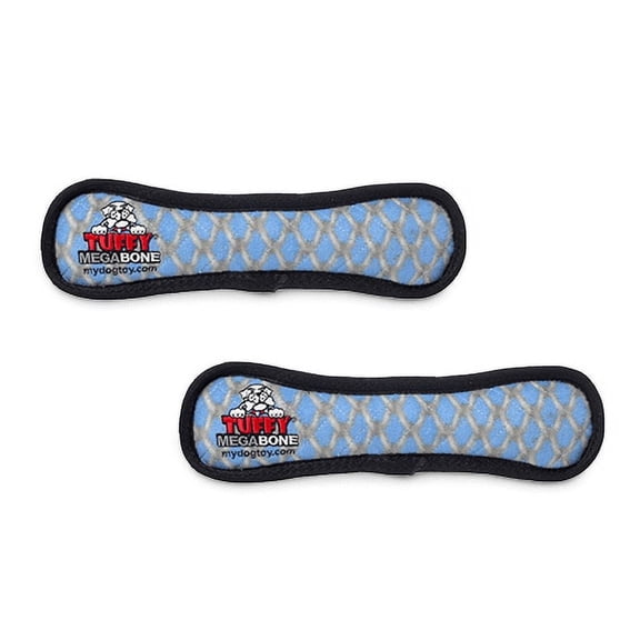 Tuffy Mega Bone Chain Link Durable Plush Squeaky Dog Toy, 2-Pack