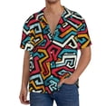 thumbnail image 3 of Vsdgher Geometry Print Men's Wrinkle Free Untucked Cuban Shirt Business Casual Button Down Shirts Short Sleeve Shirt, 3 of 7