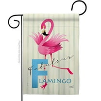 13 x 18.5 in. Fabulous Flamingo Summertime Tropical Vertical Garden Flag with Double-Sided House Decoration Banner Yard Gift