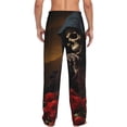 thumbnail image 3 of Uemuo Elegant Rose Skull Pattern Men's Wide Leg Palazzo Lounge Pants with Pockets Light Weight Loose Comfy Casual Pajama Pants-Large, 3 of 9